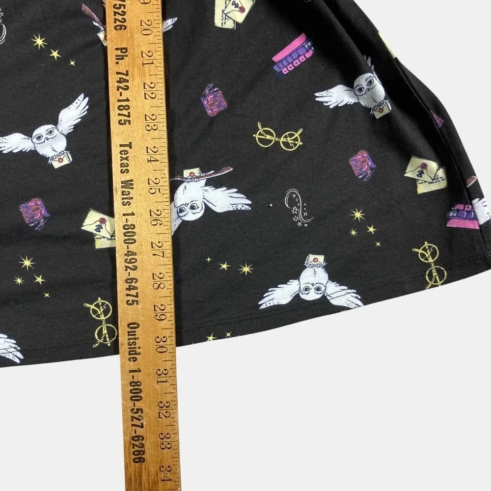 Harry Potter Kids Girls Hedwig Owl Print Dress Size 2X‎ Black Short Sleeve New